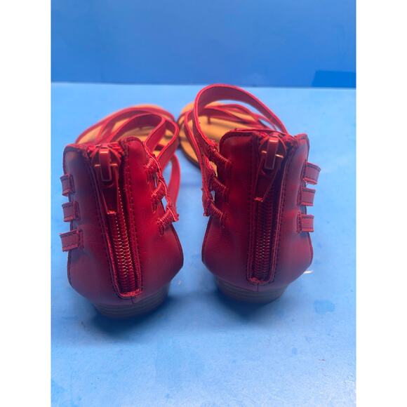 Carlos Santana  Women Shoes Flat Strappy Sandal Red Size 8 Back ZIp - Picture 11 of 11